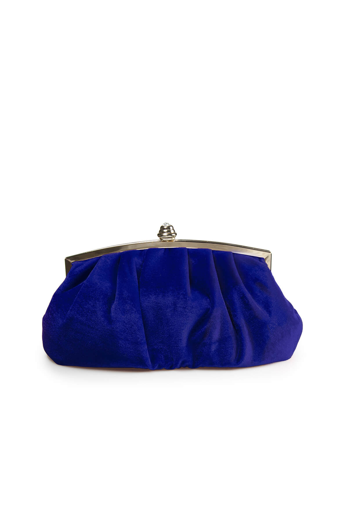 Pleated Washed Velvet Top-Frame Clutch in Jewel