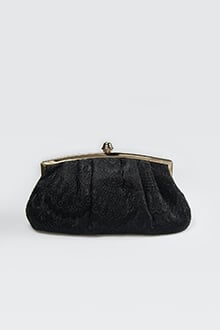 Pleated Lace Top-Frame Clutch