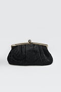 Pleated Lace Top-Frame Clutch