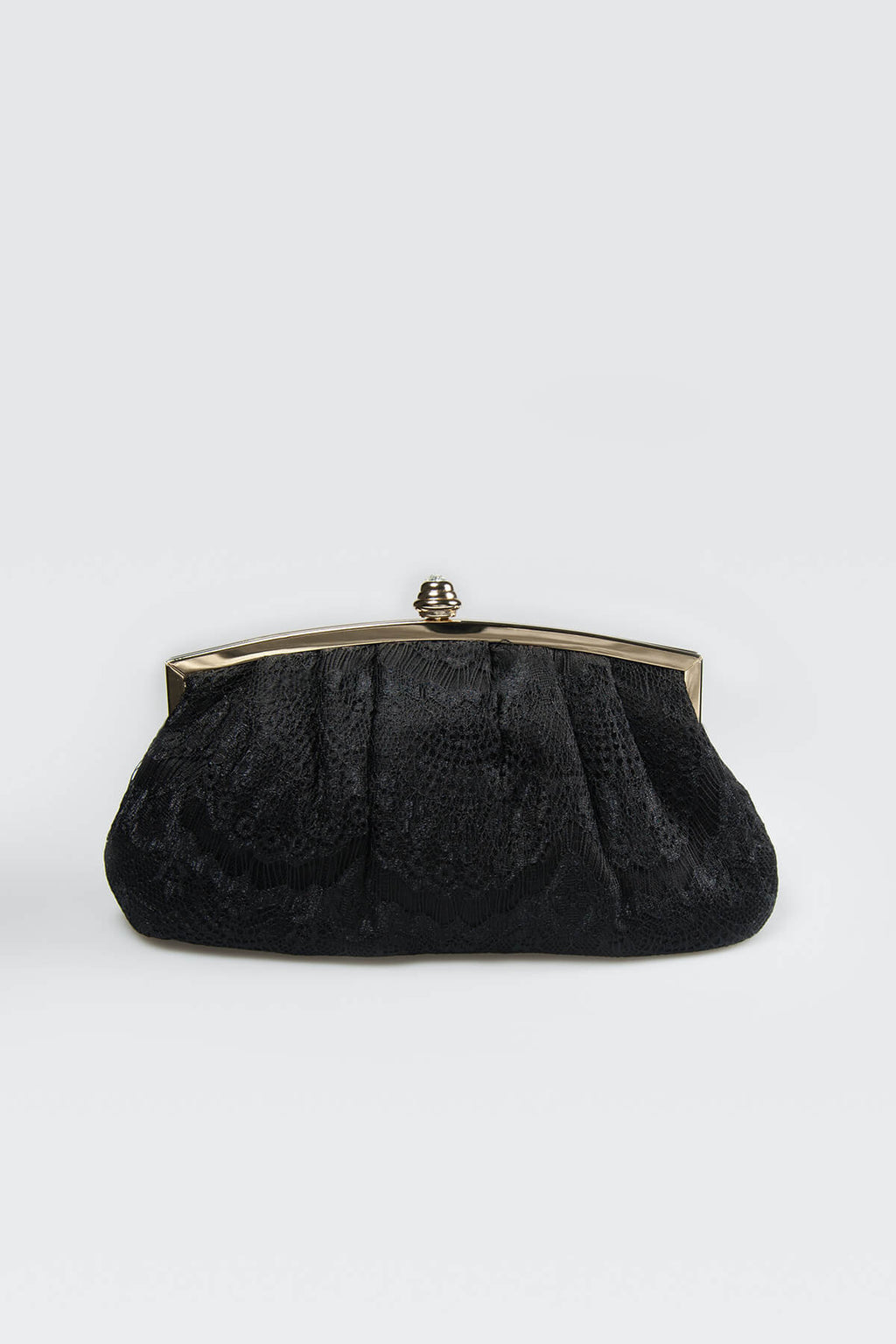 Pleated Lace Top-Frame Clutch