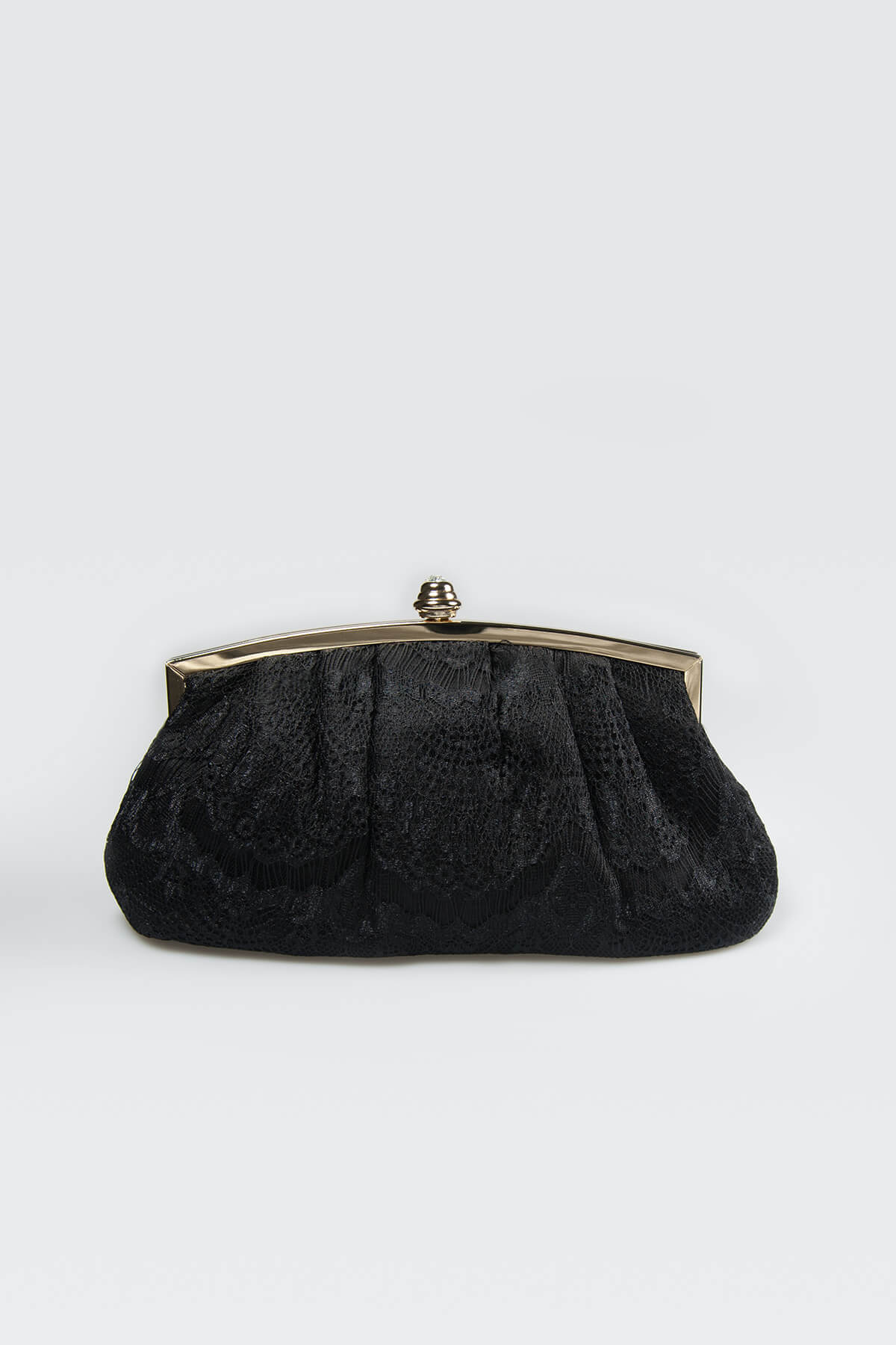 Pleated Lace Top-Frame Clutch