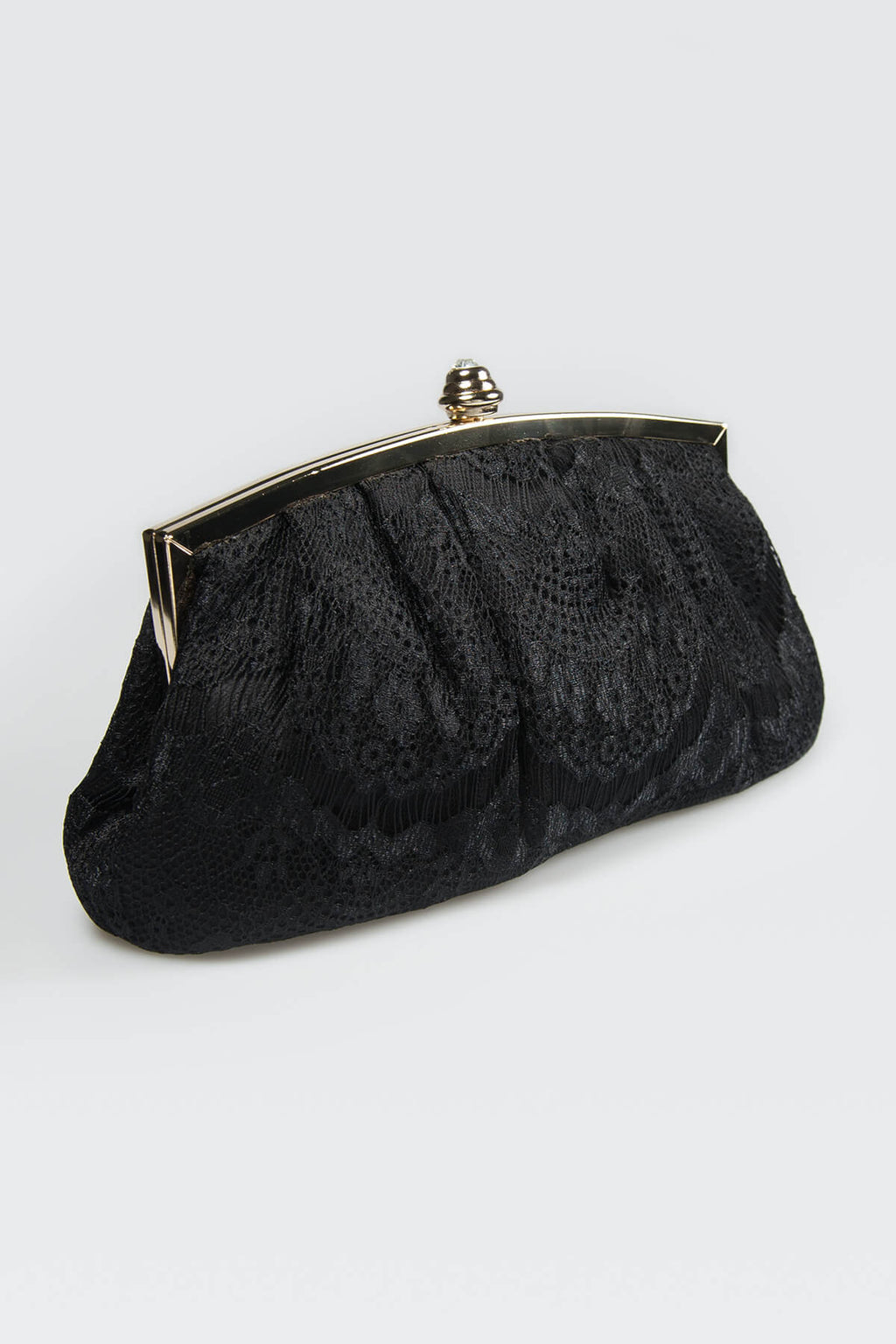 Pleated Lace Top-Frame Clutch