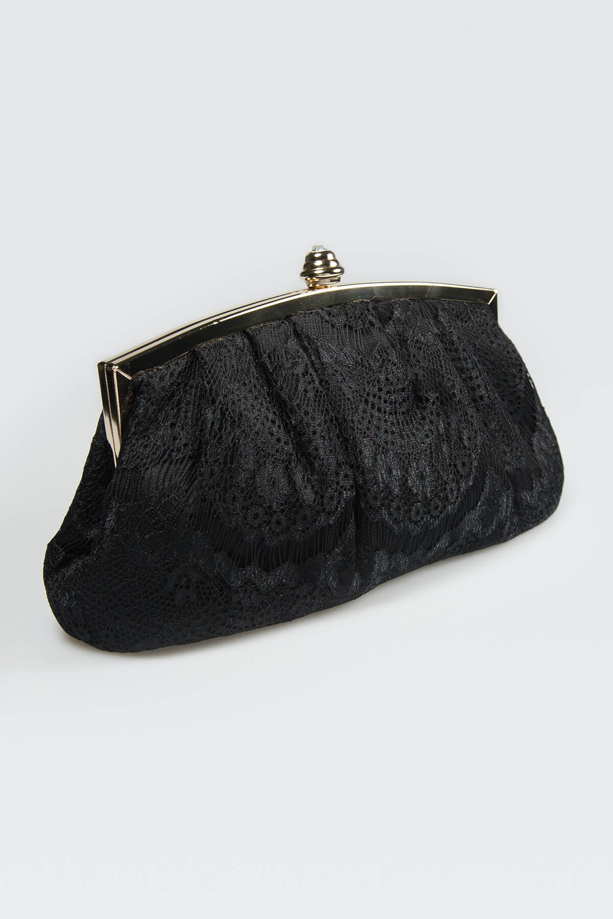 Pleated Lace Top-Frame Clutch