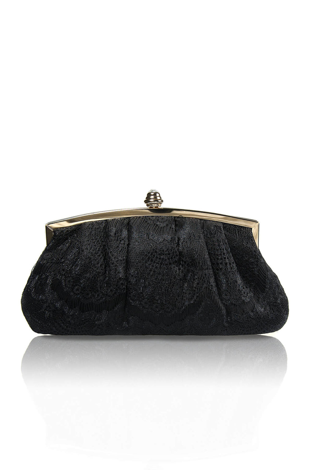 Pleated Lace Top-Frame Clutch
