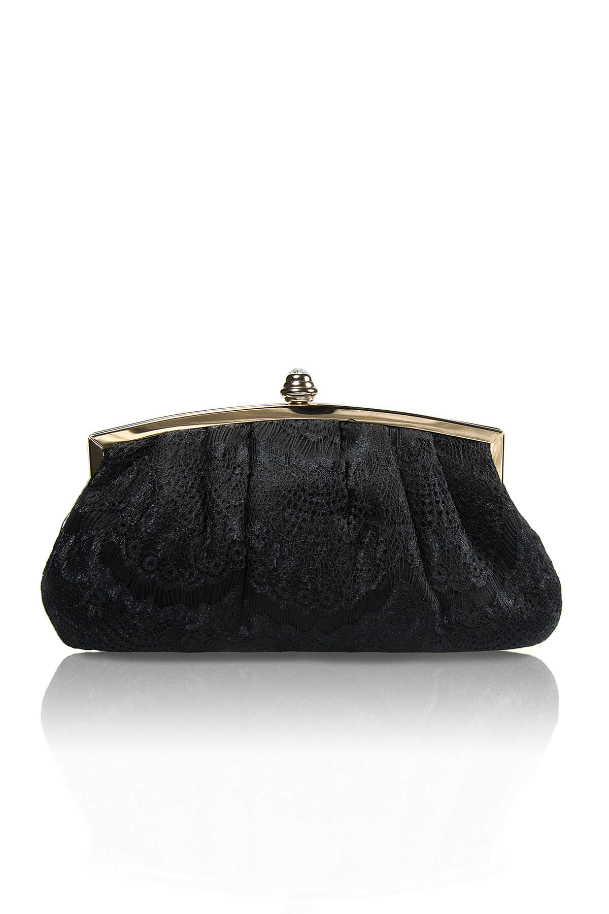 Pleated Lace Top-Frame Clutch