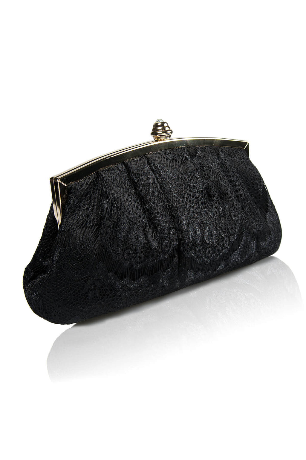 Pleated Lace Top-Frame Clutch