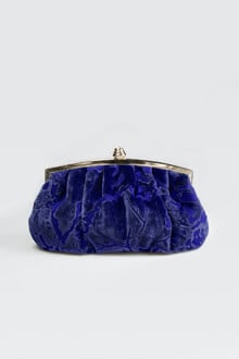 Pleated Cut Velvet Top-Frame Clutch in Jewel