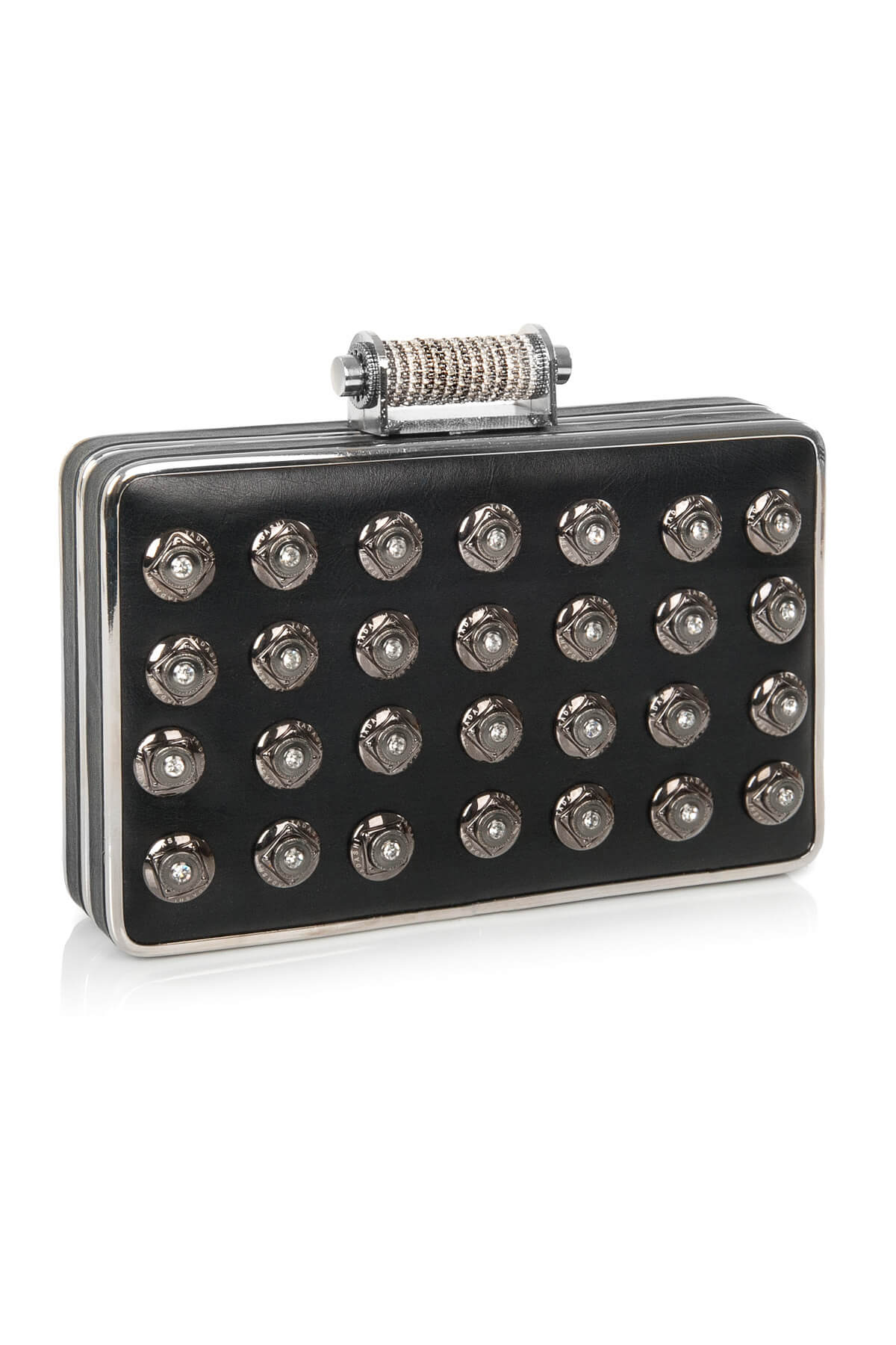Crystal Embellished Leatherette Minaudière