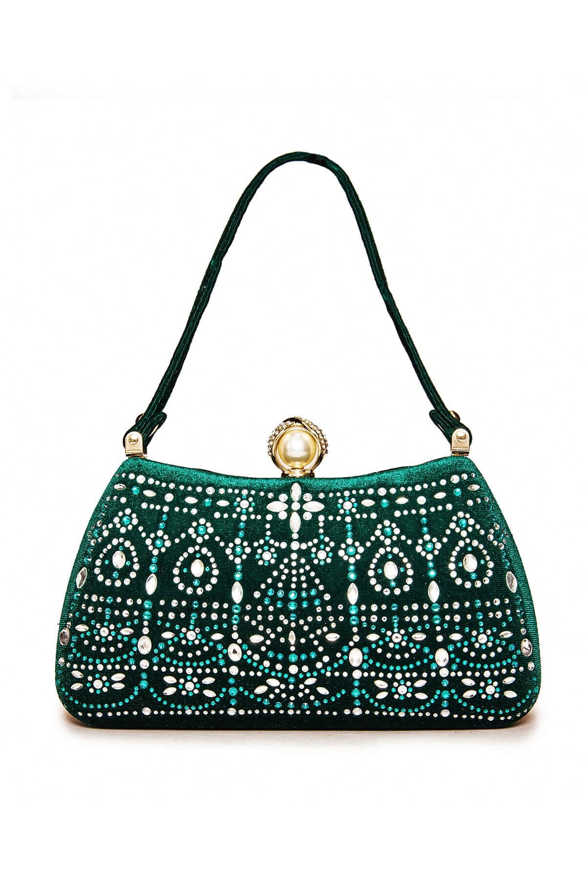 Durian Beaded Velvet Clutch