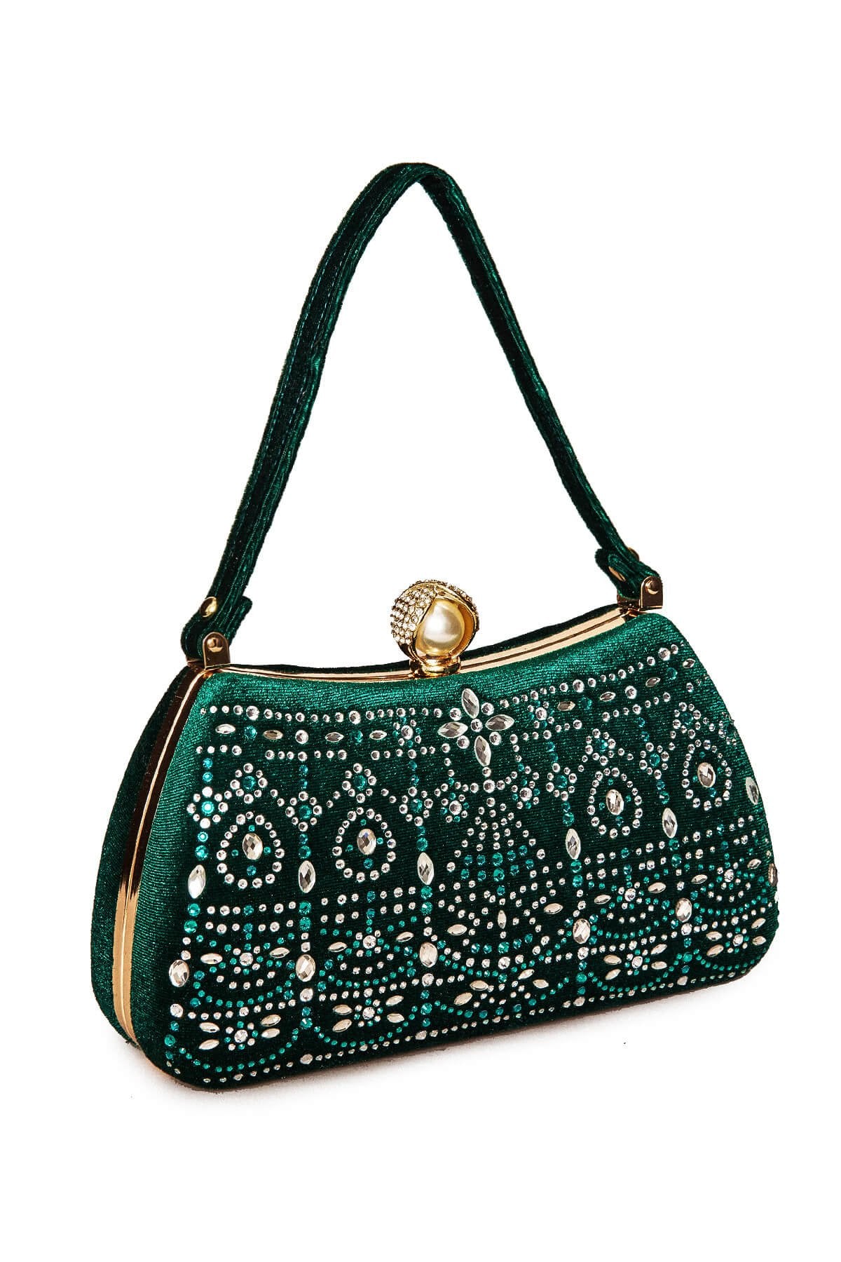 Durian Beaded Velvet Clutch
