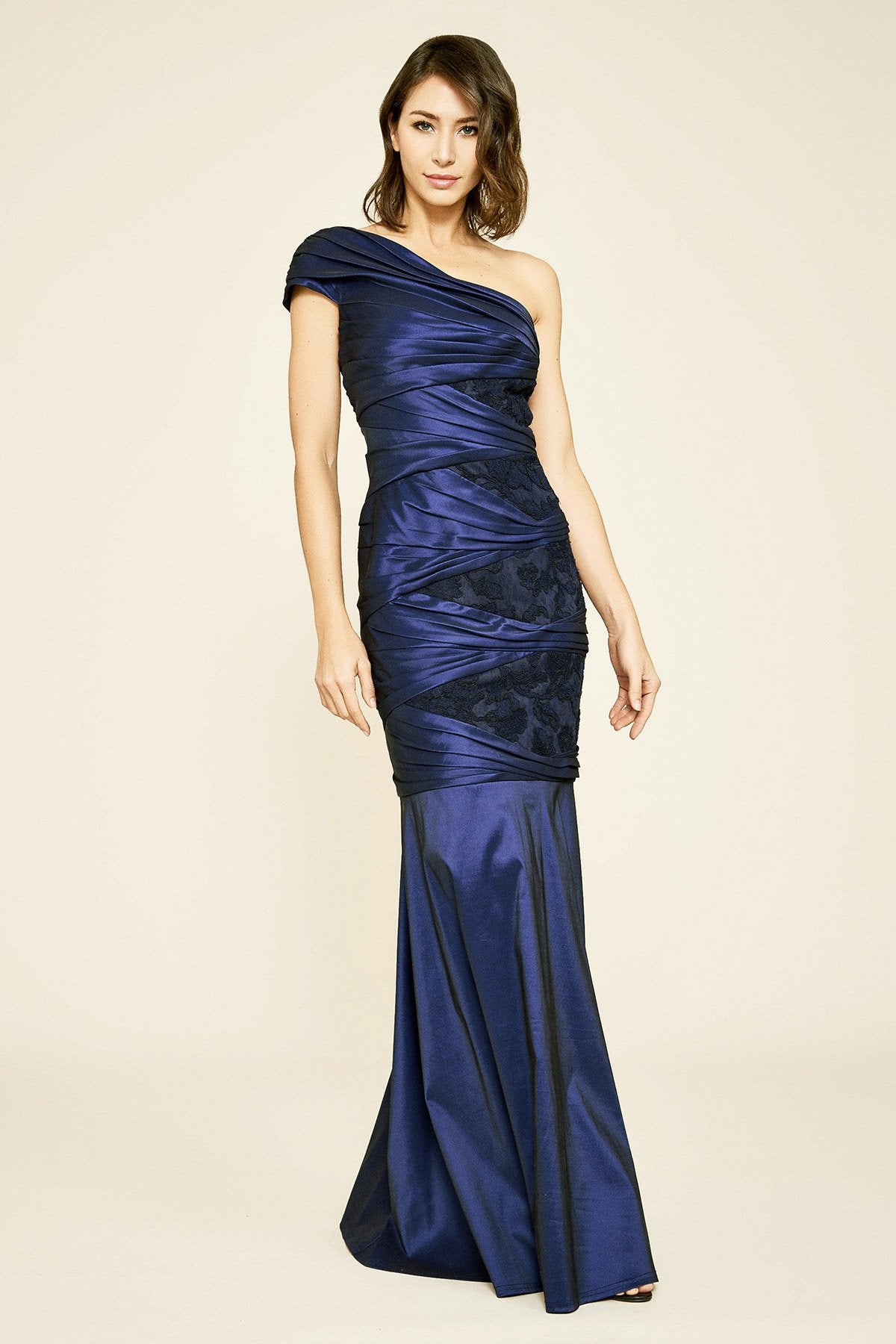 Carina One-Shoulder Taffeta Gown