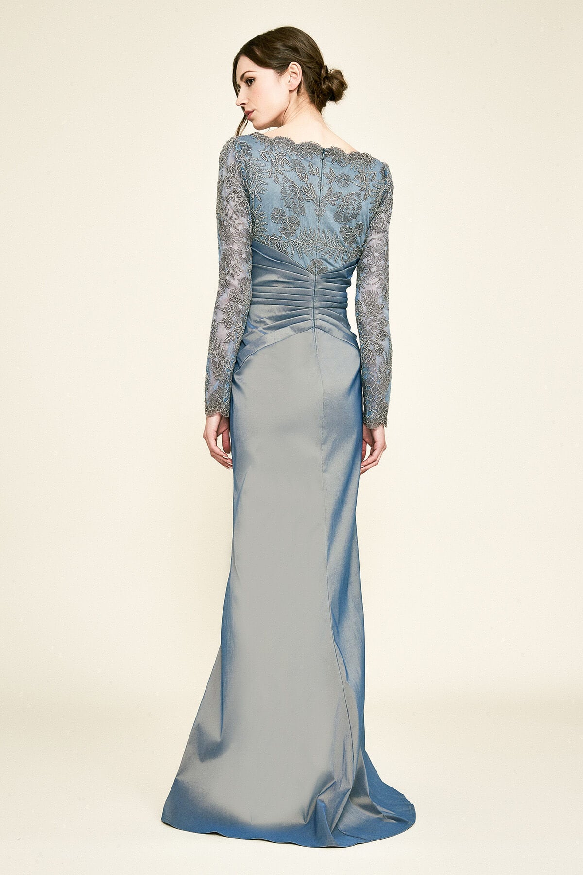 Garan Long-Sleeve Taffeta Gown