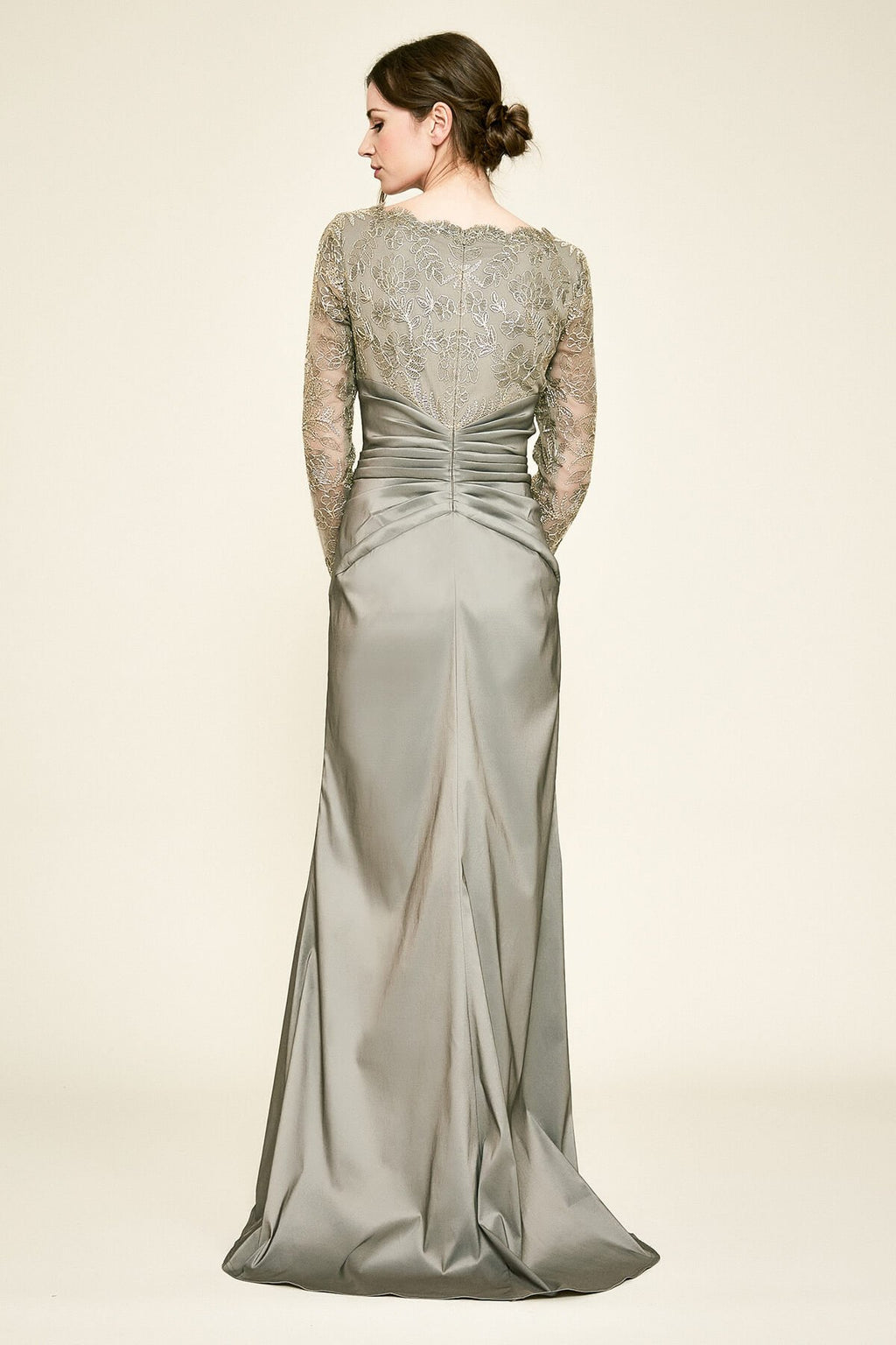 Garan Long-Sleeve Taffeta Gown