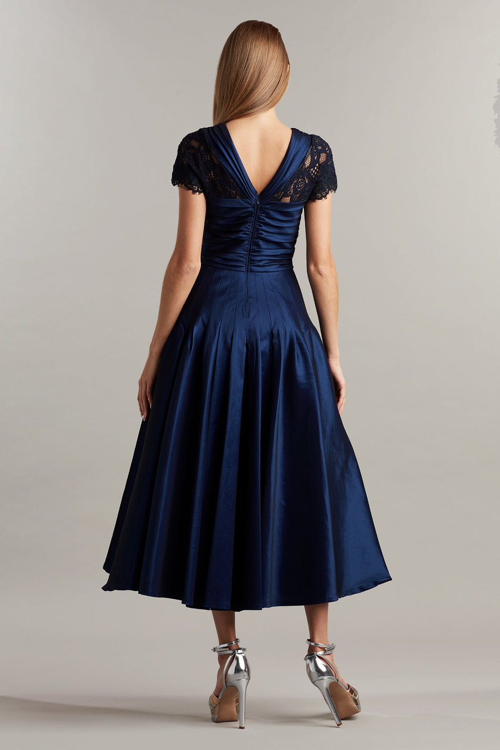 Laria Tea-Length Taffeta Dress
