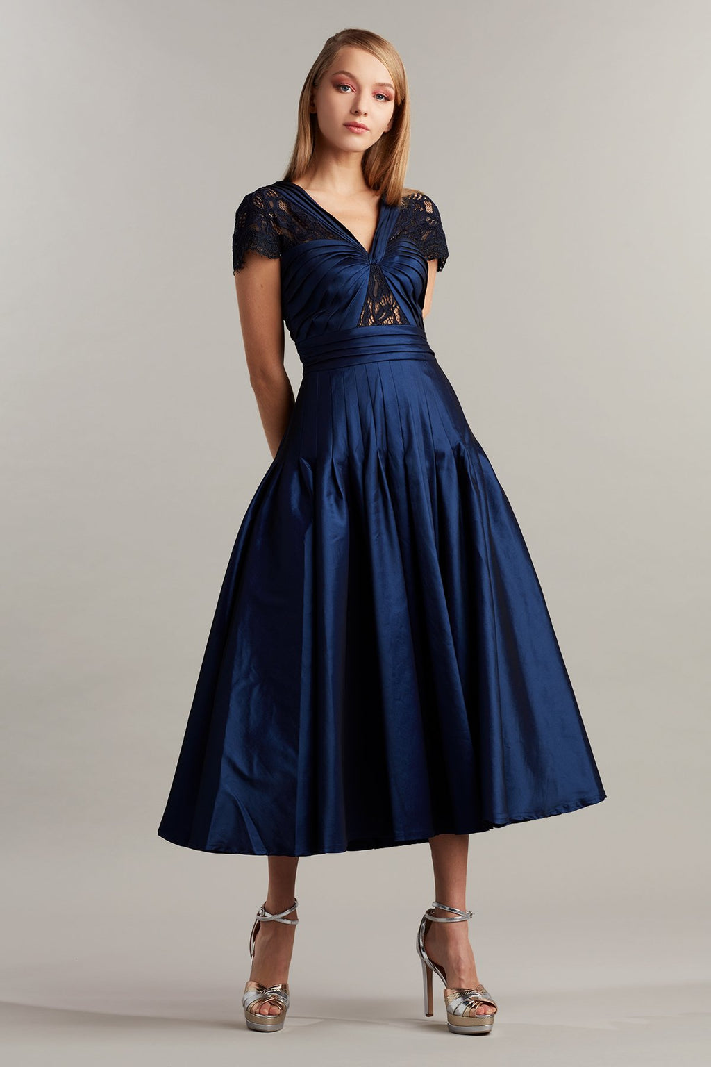 Laria Tea-Length Taffeta Dress