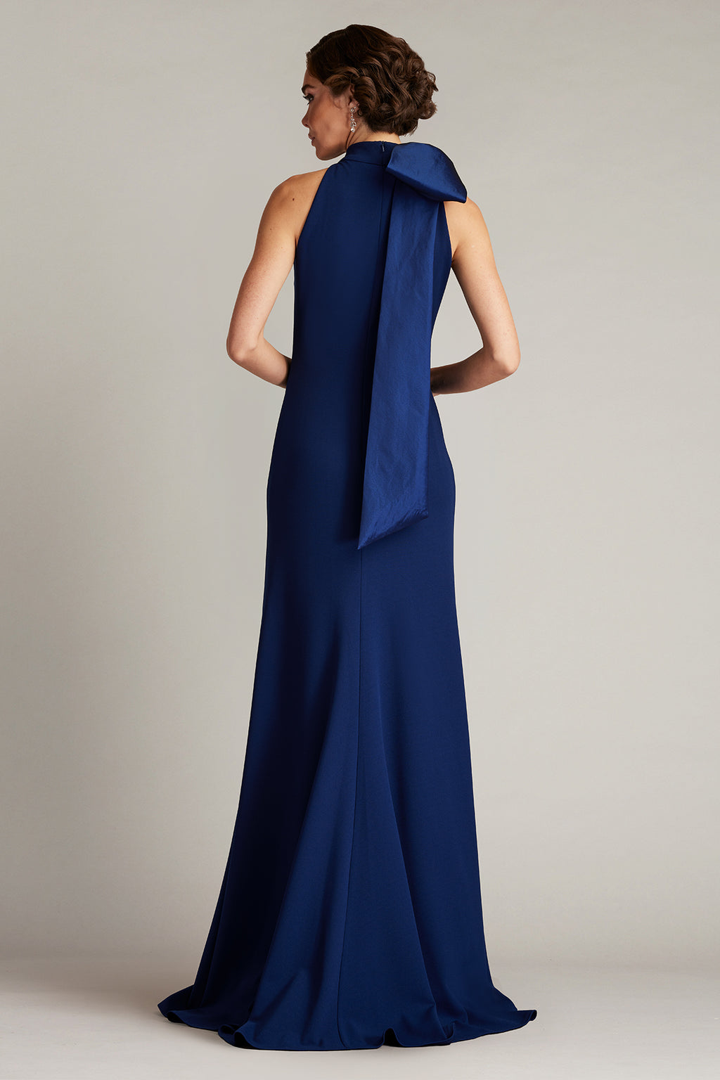 Sims Taffeta Shoulder Bow Halter Gown