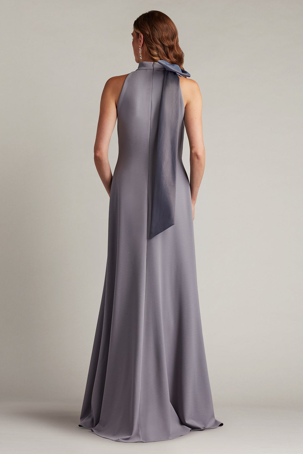 Sims Taffeta Shoulder Bow Halter Gown