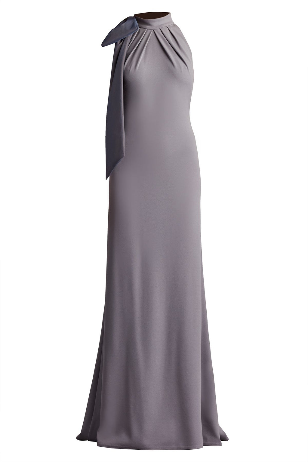 Sims Taffeta Shoulder Bow Halter Gown