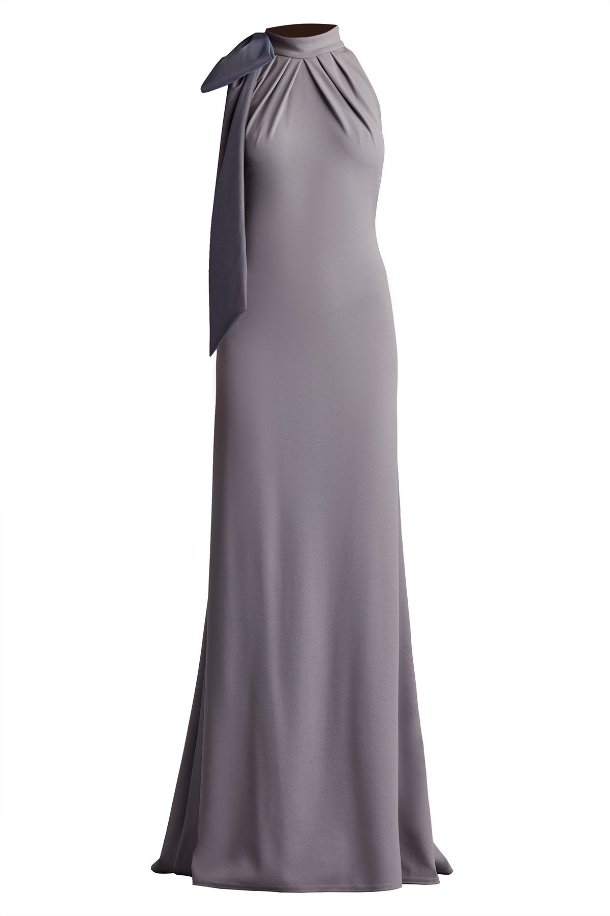 Sims Taffeta Shoulder Bow Halter Gown