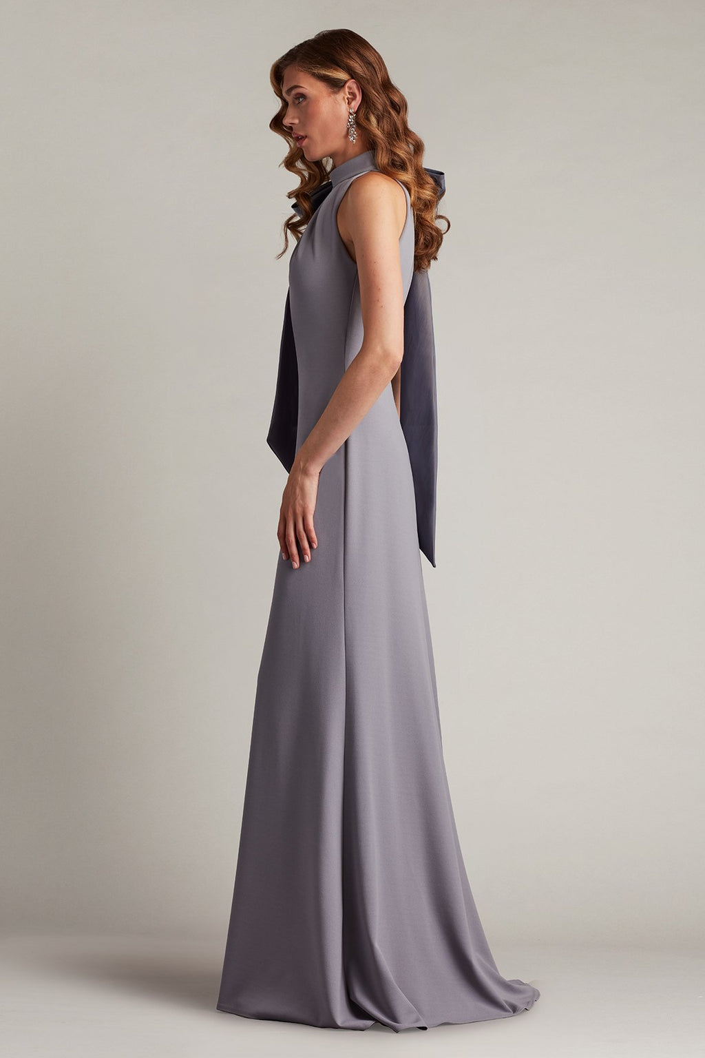 Sims Taffeta Shoulder Bow Halter Gown