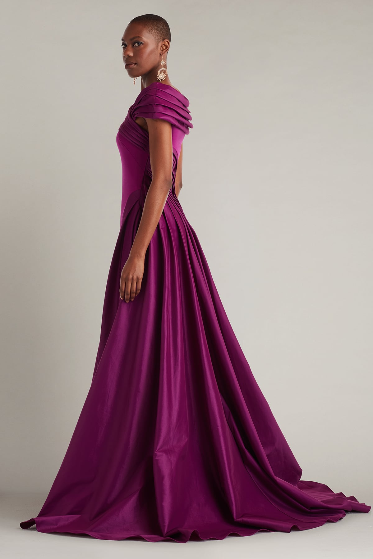 Blanka Draped Contrast Taffeta Ball Gown