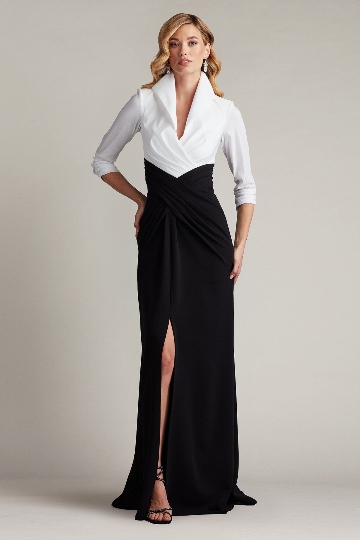 Vanguard Collared Contrast Gown – Tadashi Shoji Official Online Boutique