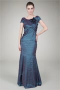 Stretch Taffeta Gown in Pearl Blue