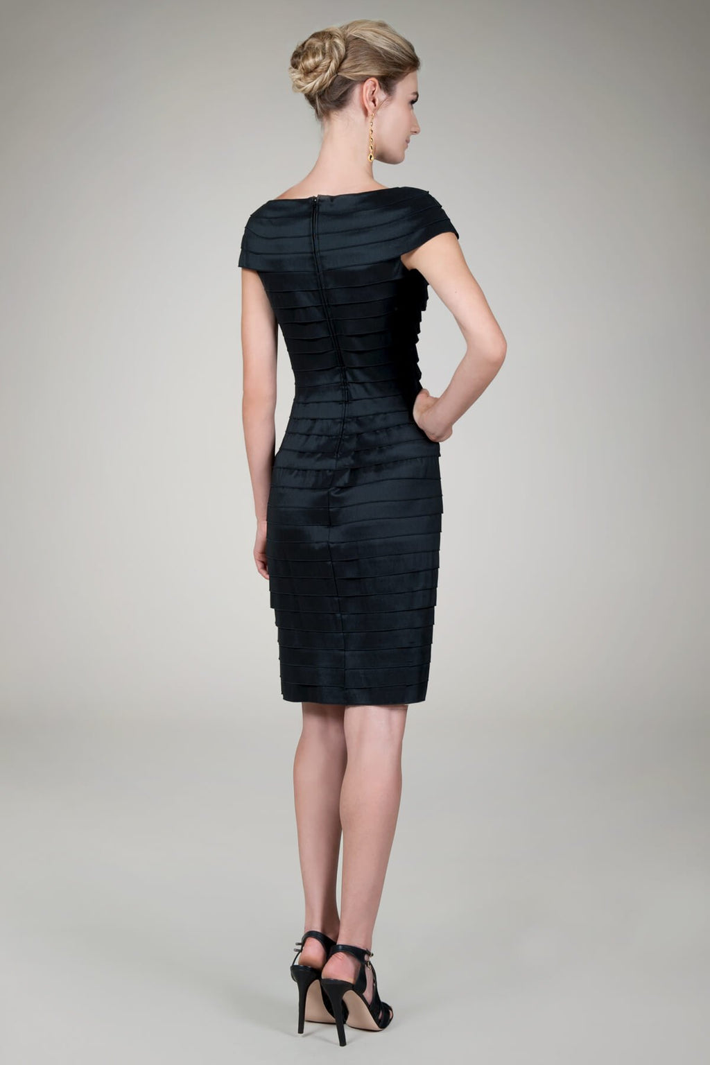 Stretch Taffeta Cocktail Dress in Black