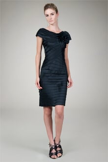 Stretch Taffeta Cocktail Dress in Black