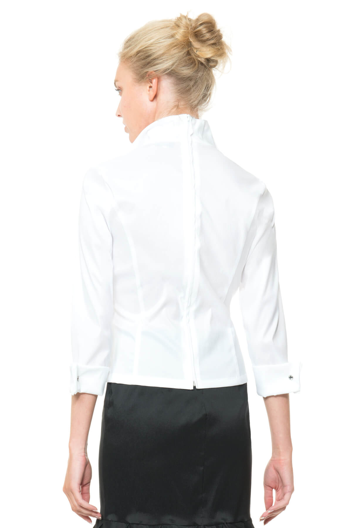 Stretch Taffeta Blouse in White – Tadashi Shoji Official Online