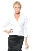 Stretch Taffeta Blouse in White