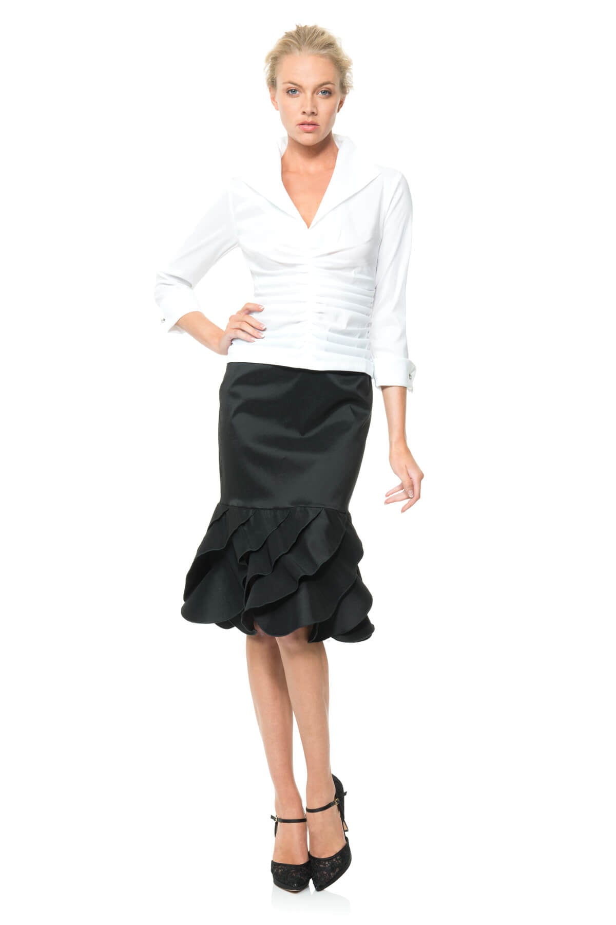 Stretch Taffeta Pencil Skirt