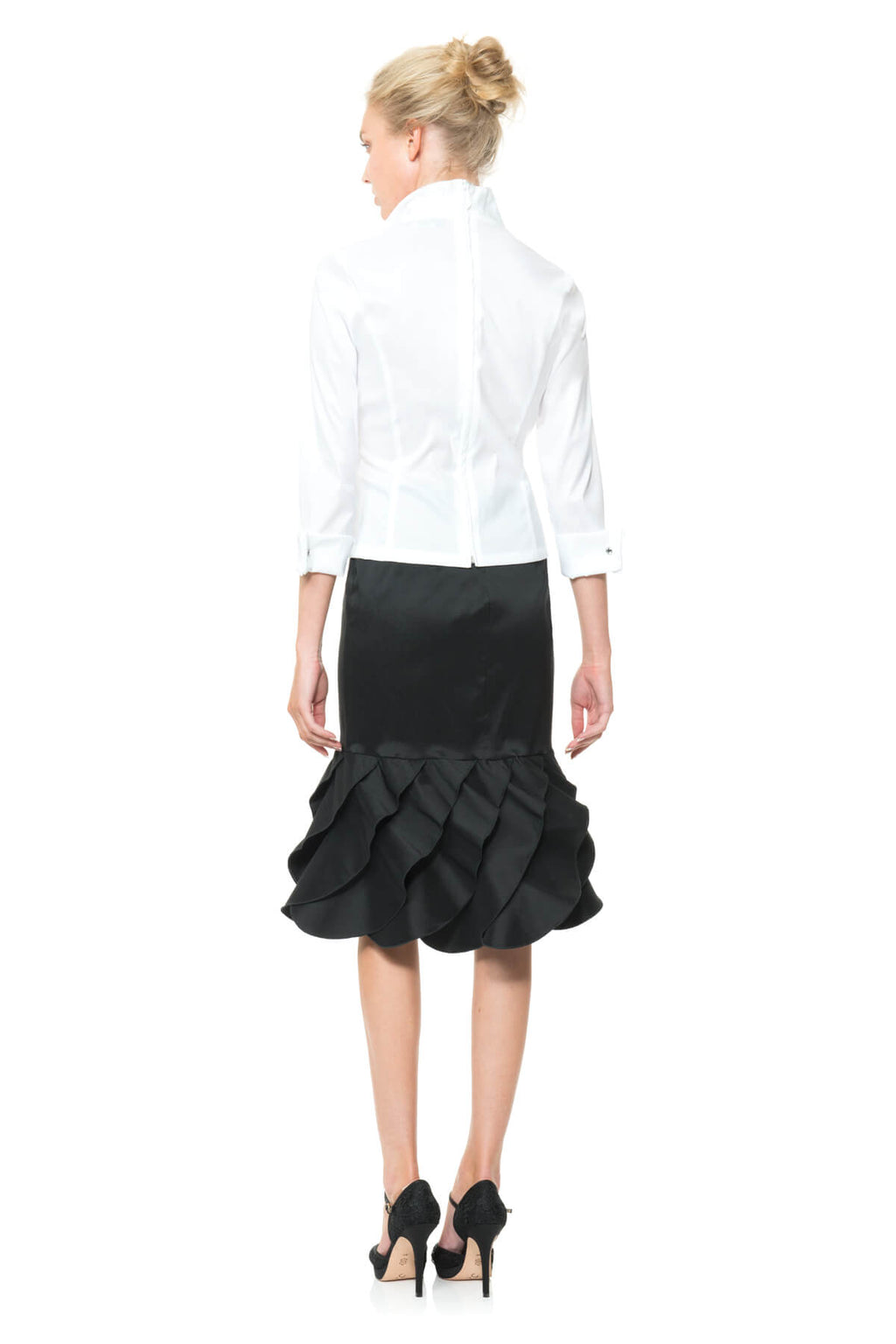 Stretch Taffeta Blouse in White