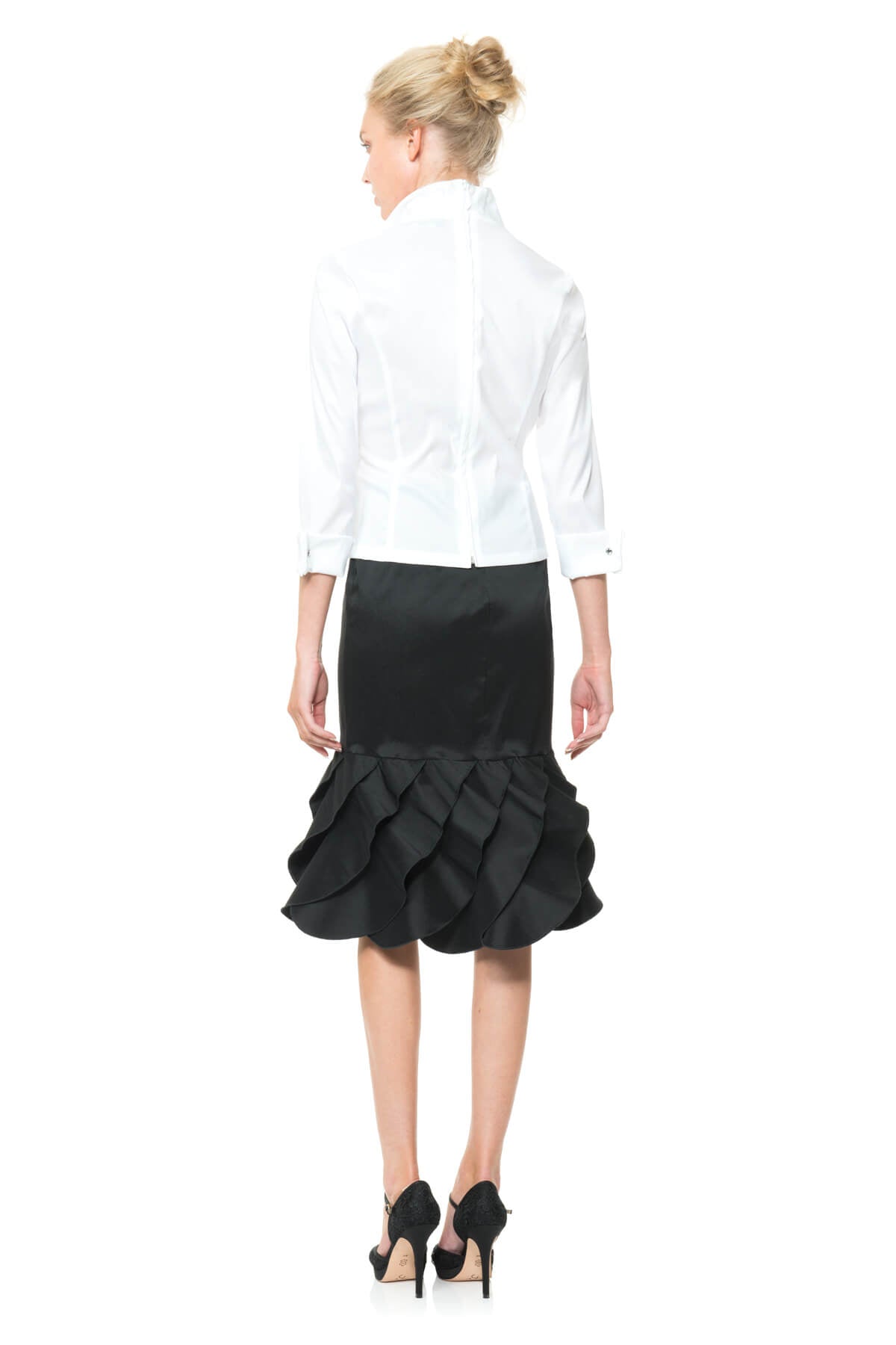 Stretch Taffeta Blouse in White