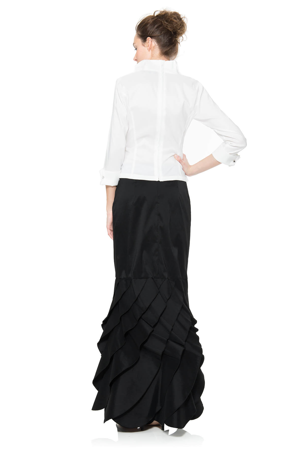 Stretch Taffeta Skirt in Black