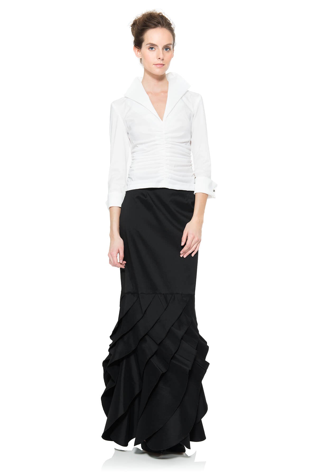 Stretch Taffeta Skirt in Black