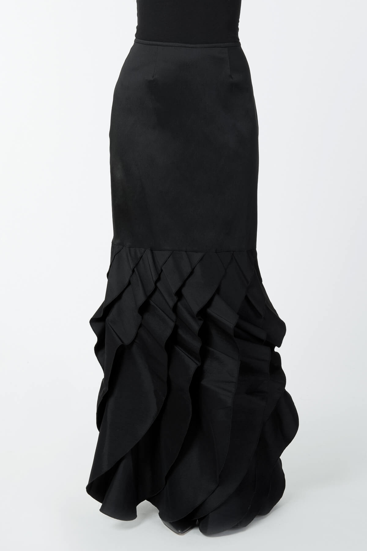 Stretch Taffeta Skirt in Black