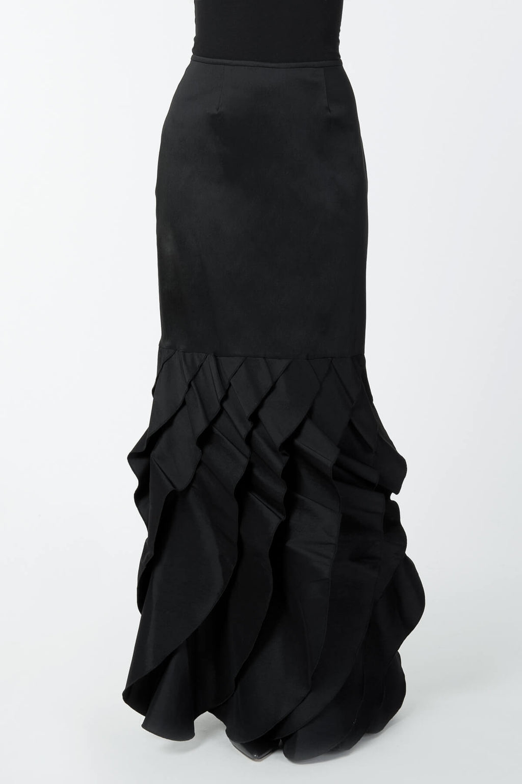Stretch Taffeta Skirt in Black