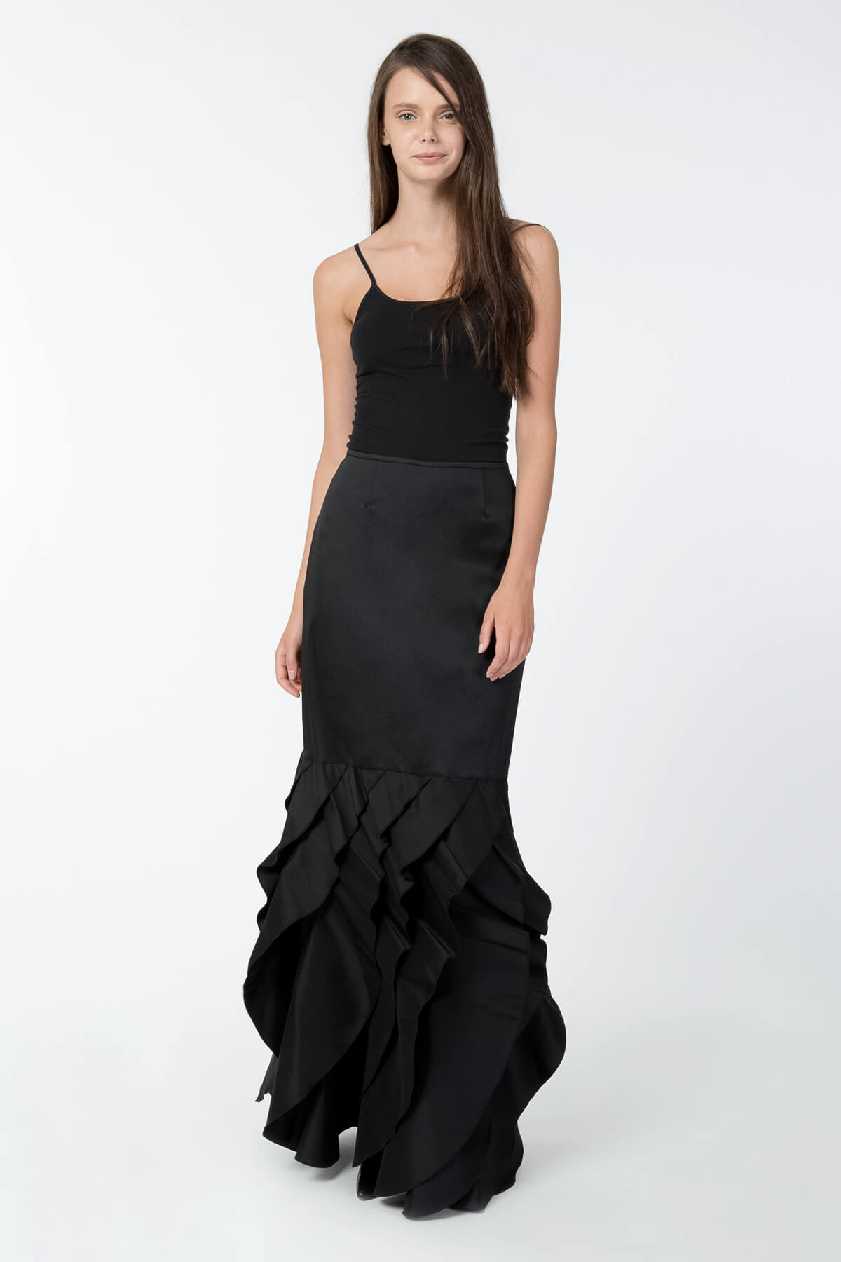 Stretch Taffeta Skirt in Black