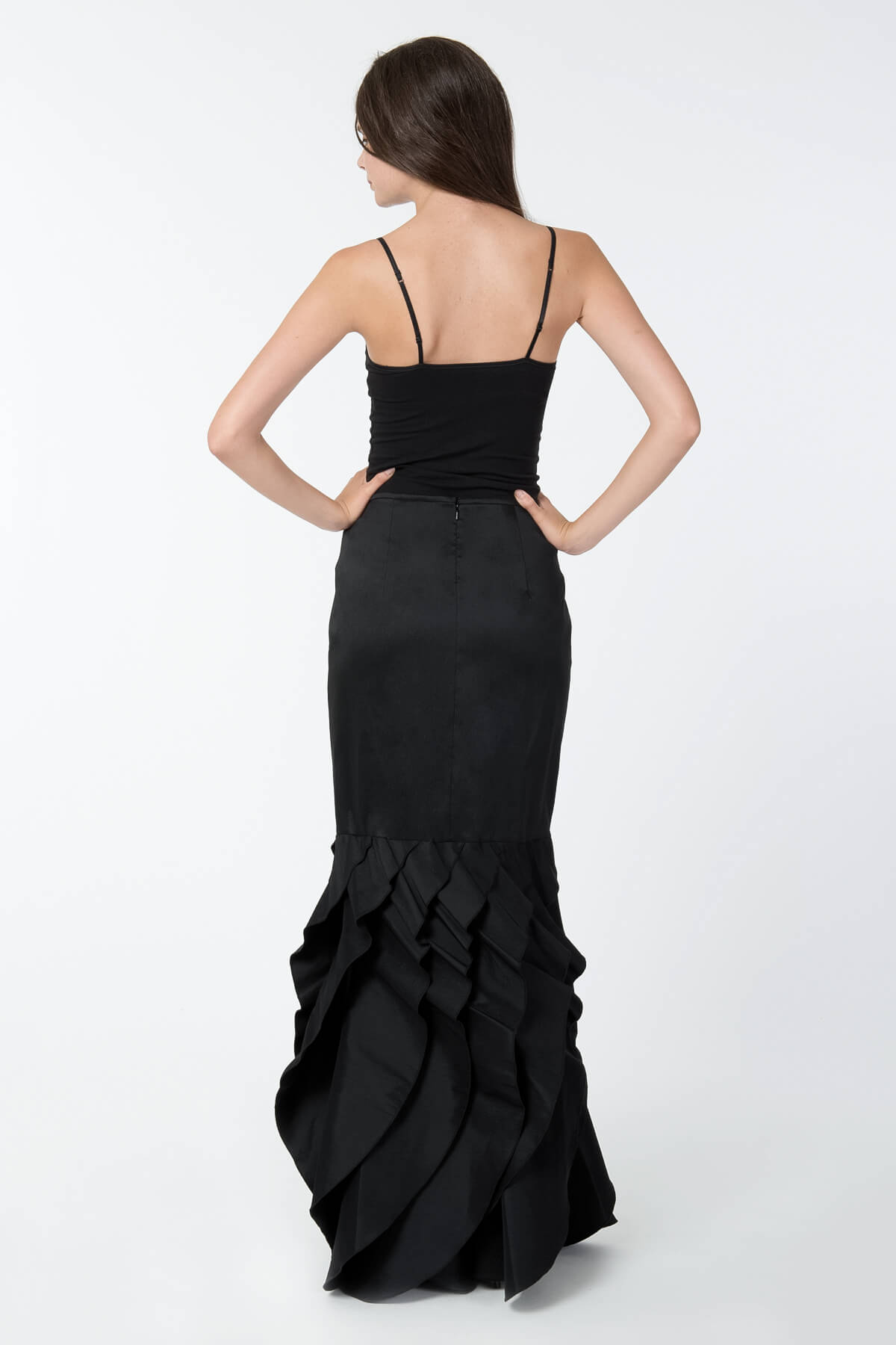 Stretch Taffeta Skirt in Black
