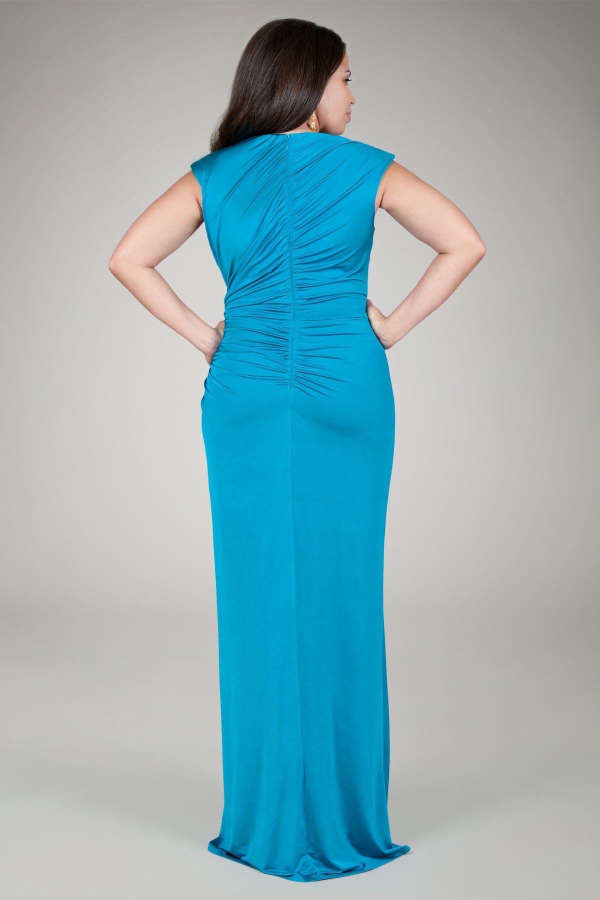 Jersey Draped Evening Gown in Tropical