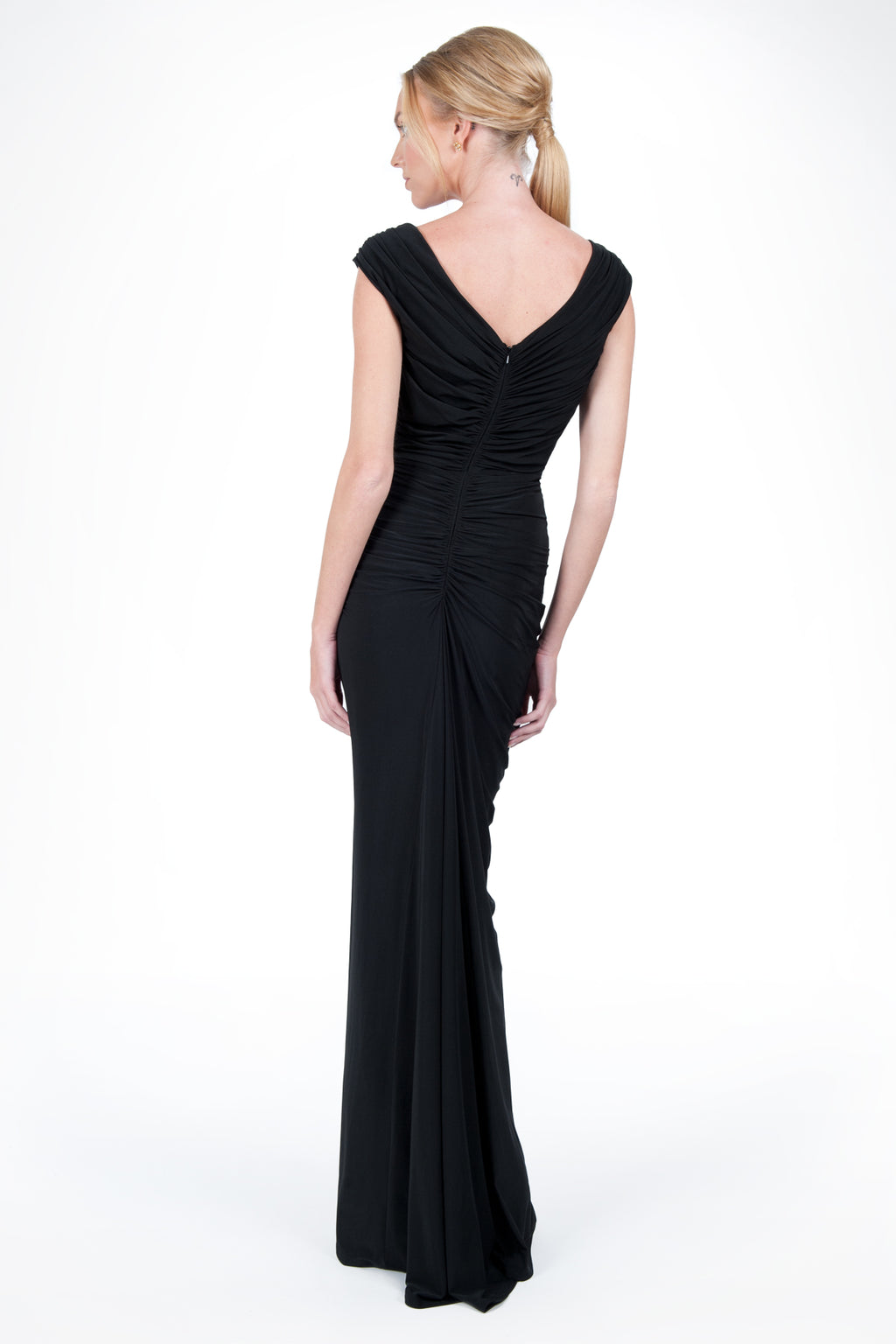 Draped Jersey Gown in Black