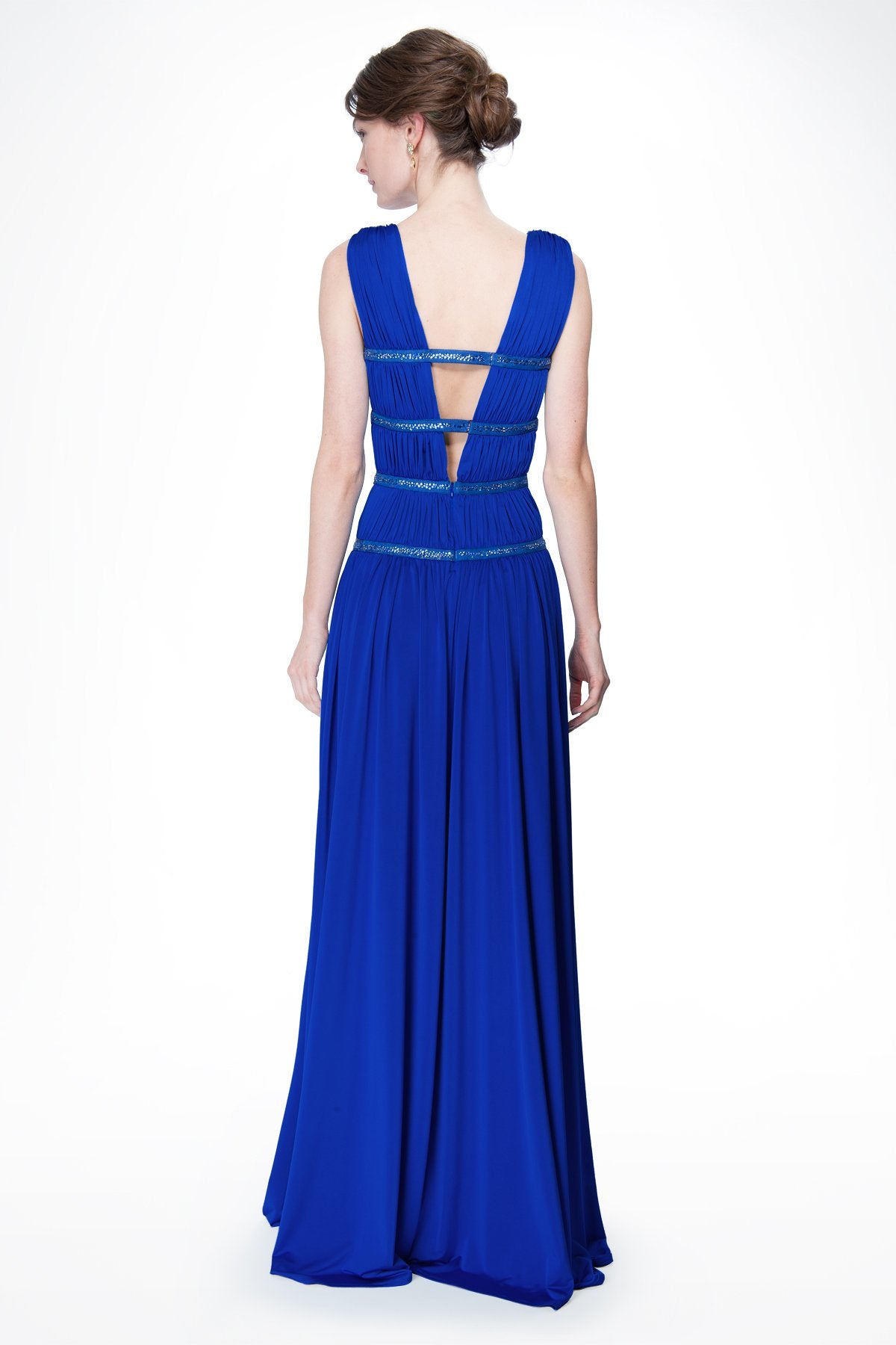 Grecian Draped Jersey Gown in Neptune
