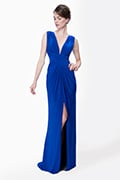 Draped Jersey and Sequin Gown with Sequin Back in Neptune