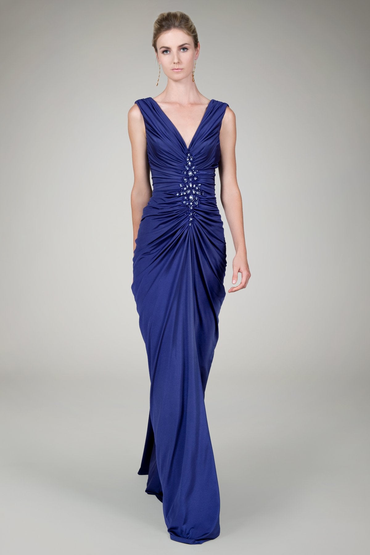 Draped Jersey Jewel Gown in Horizon