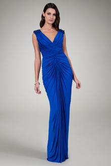 Draped Jersey Gown in Blue Iris