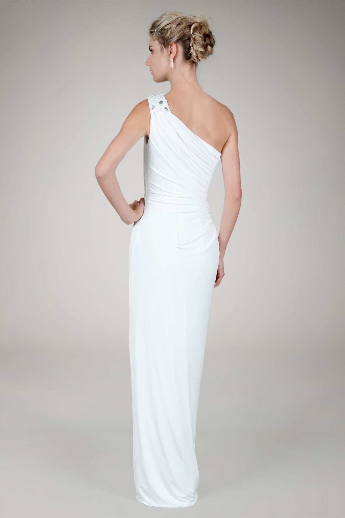 Draped Jersey Gown in Ivory