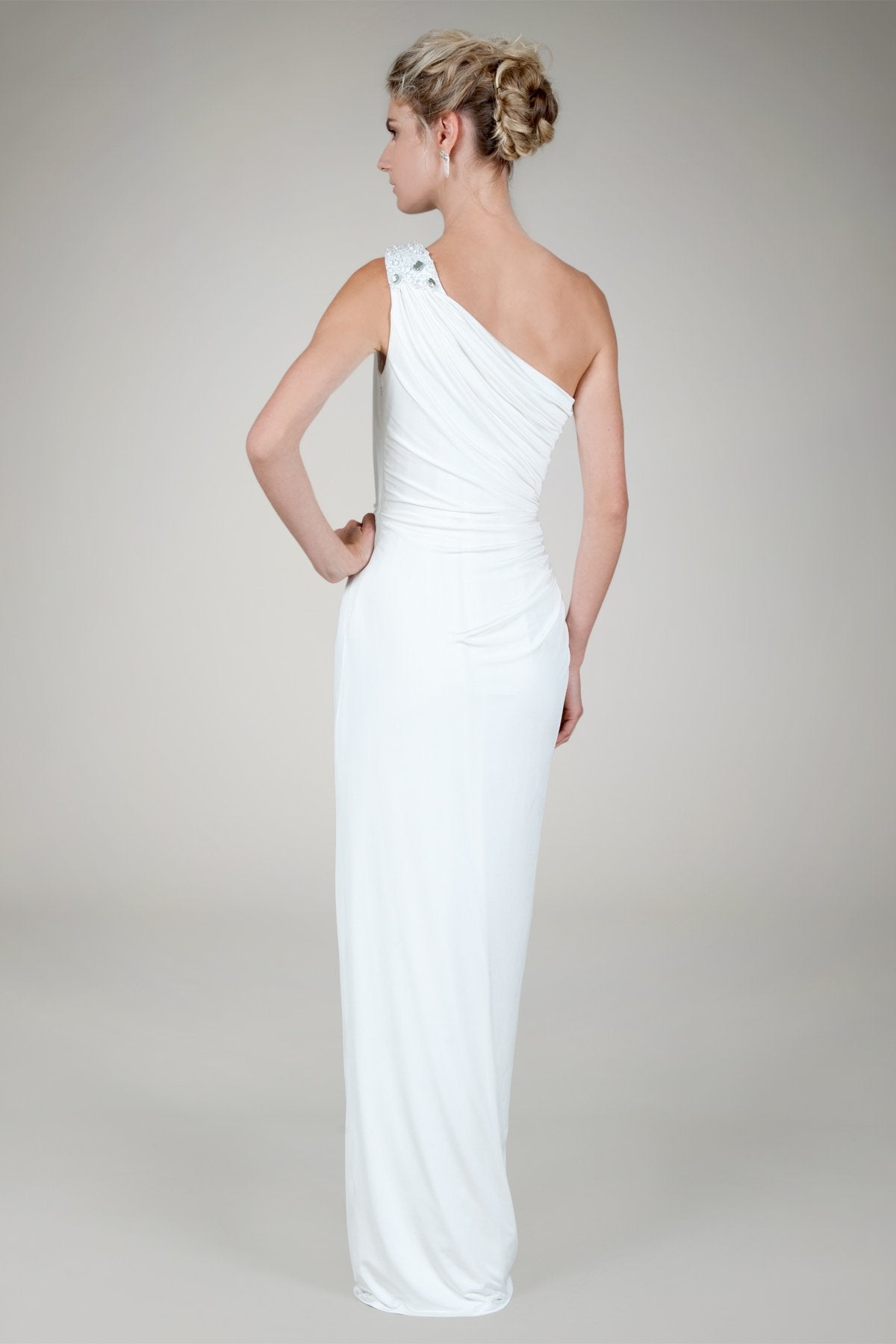 Draped Jersey Gown in Ivory