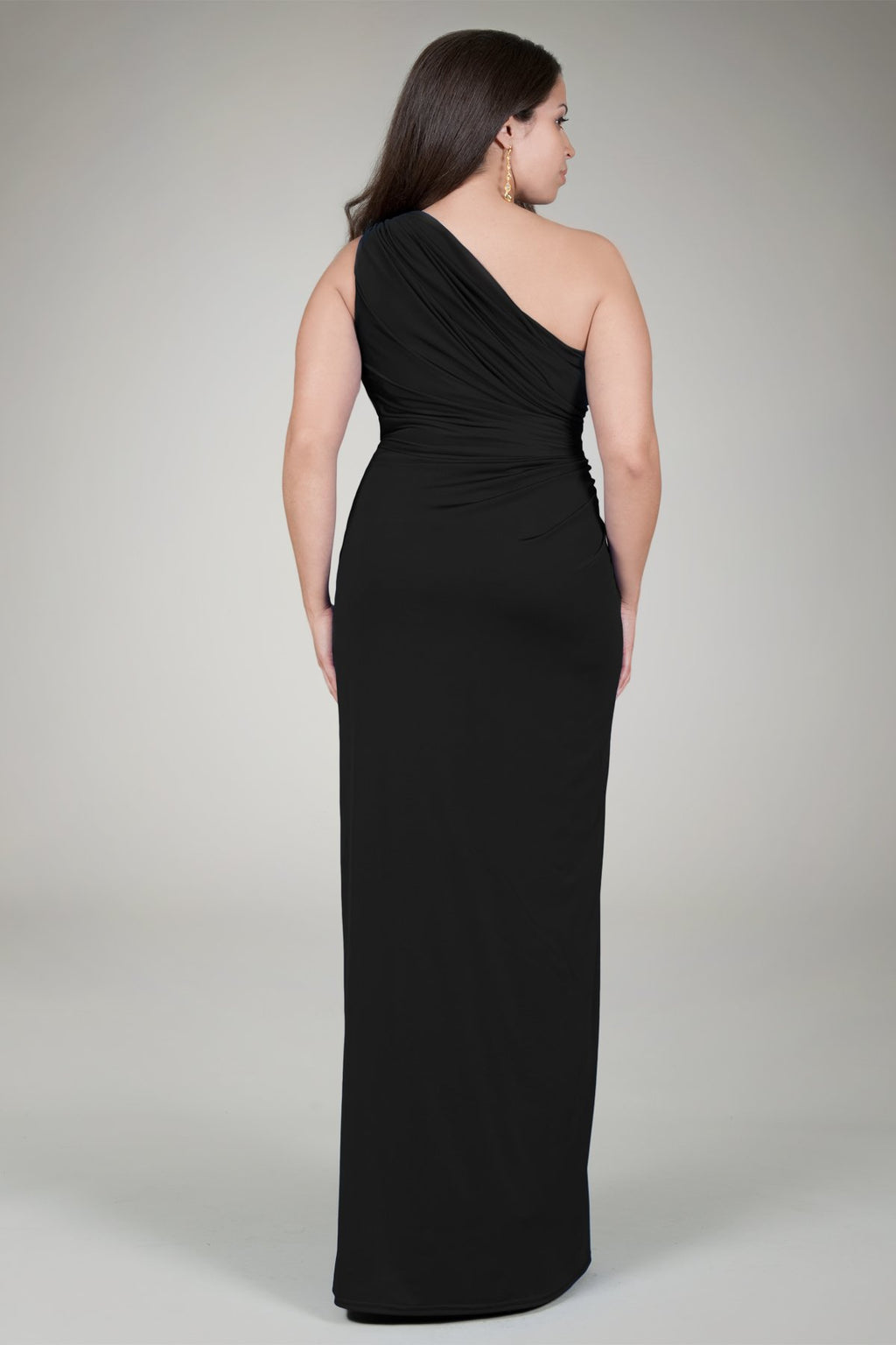 Draped Jersey Gown in Black