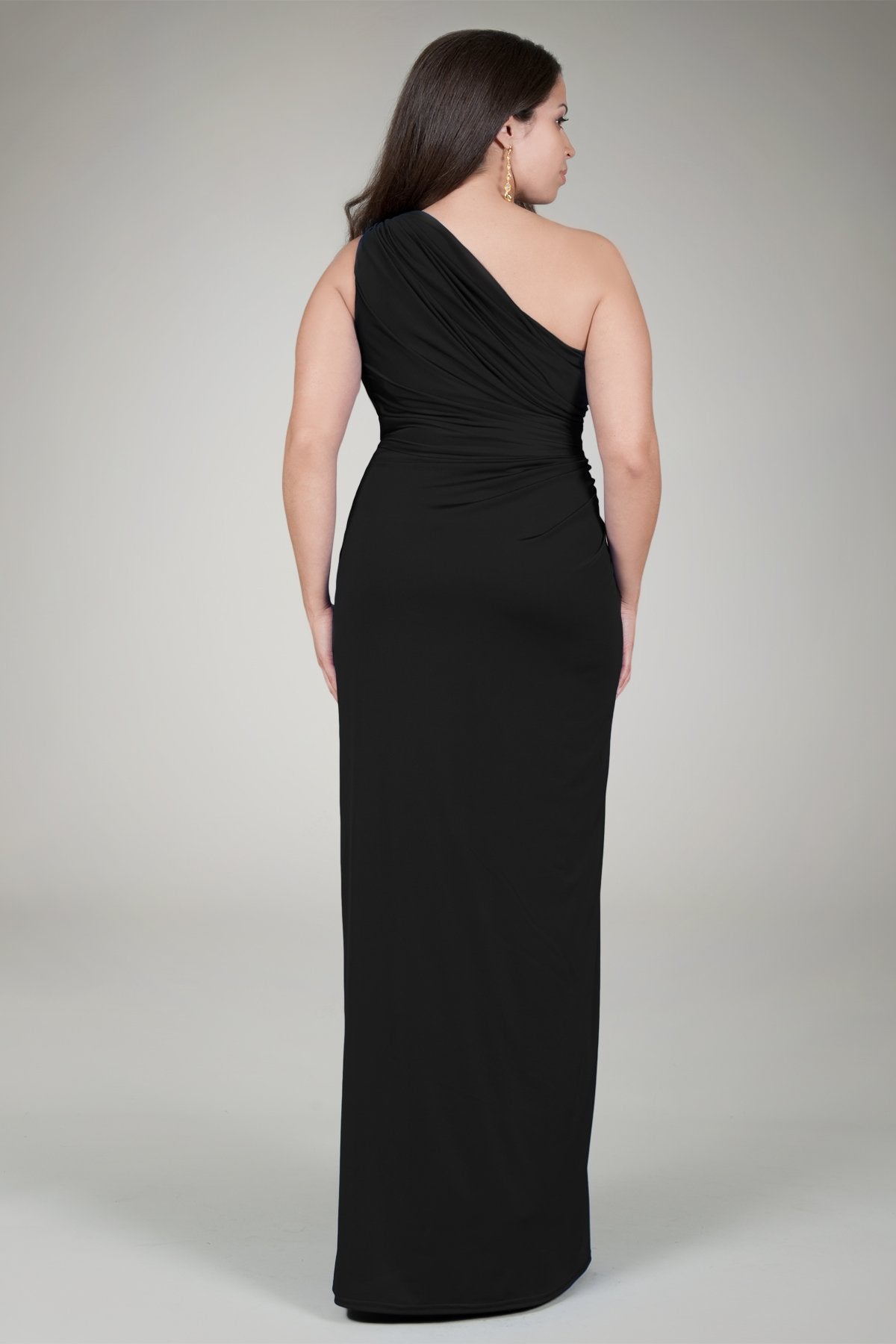 Draped Jersey Gown in Black